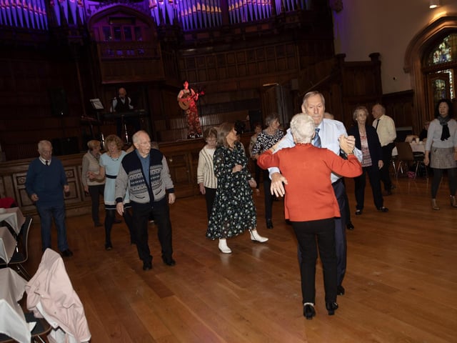 Line dancers take to the floor during Wednesday's Mayor's Tea Dance in the Guildhall.