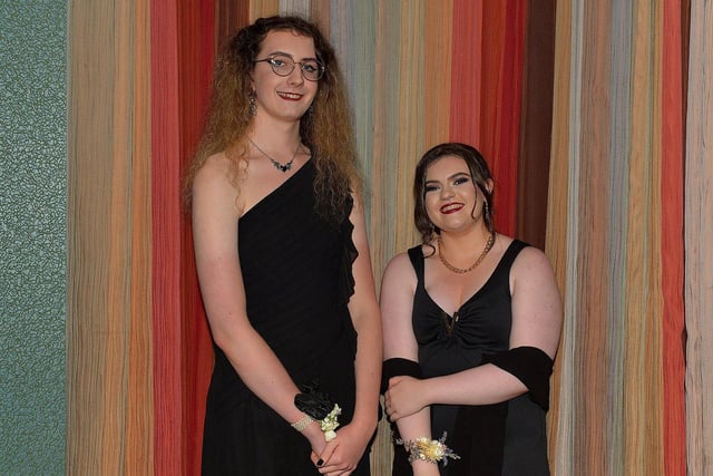 Sylvia Kirkegaarh and Jessica Buchanan pictured at the Crana College Formal held in the Inshowen Gateway Hotel on Friday evening last. Photo: George Sweeney.  DER2239GS – 067