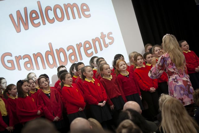 The Steelstown School Choir performing on Grandparents Day at the school, under choirmistress Mrs. Rochelle O’Donnell.