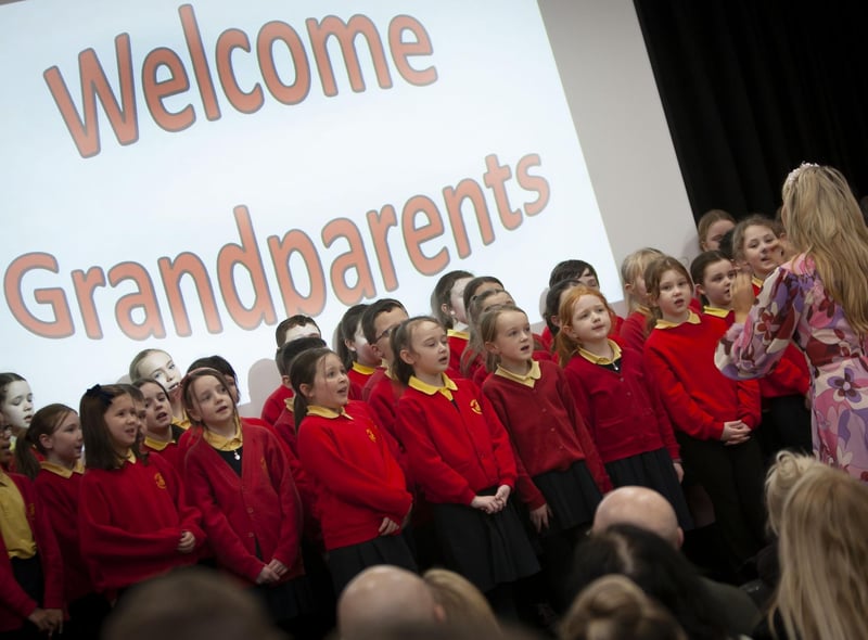 The Steelstown School Choir performing on Grandparents Day at the school, under choirmistress Mrs. Rochelle O’Donnell.