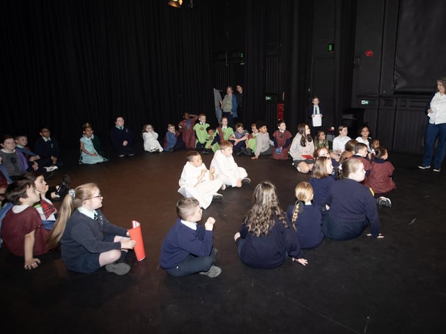 Chief Executive Officer of the Churches Trust praises the schoolchildren for their performance of 'The Life of Saint Columba' performed last week at the Playhouse.