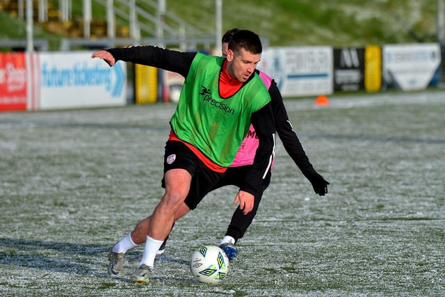 Derry City captain Patrick McEleney training at Brandywell Stadium on Monday afternoon. Picture: George Sweeney. DER2304GS – 15