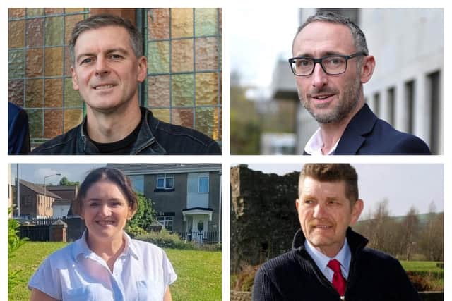 Clockwise from top left: Shaun Harkin, Rory Farrell, Derek Hussey and Aisling Hutton.