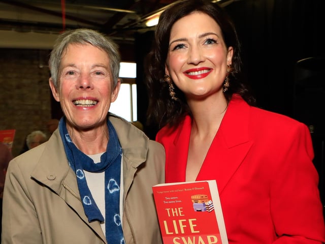 Jeananne Craig, author with her former “A” level English Teacher, Valerie Lyttle, at the launch of her first novel, published by Hachette Books Ireland, “The Life Swap”.  (Photo - Tom Heaney, nwpresspics)