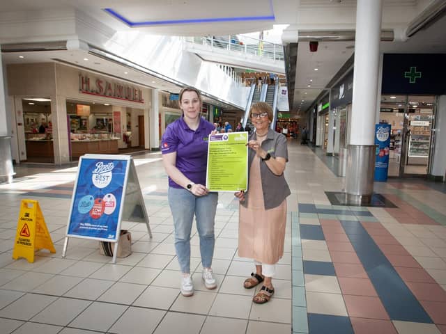 MARKING WORLD ALZHEIMER'S DAY. . . . .Kathleen McNaught, Older Adults and DEEDS Support Worker and Sinead Devine, Older Adults and DEEDS Coordinator, Old Library Trust, Creggan, Derry pictured at Foyleside Shopping Centre to promote next Thursday's 'One Stop Shop for Information on Dementia' which will be held in the centre. The event will run from 11-1pm and with over sixteen stalls of information on the day, all are invited to come along. (Photo: Jim McCafferty Photography)