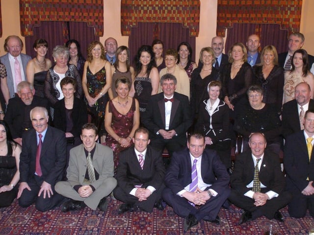 Teaching staff from Scoil Mhuire, Buncrana, enjoy the school formal in the Inishowen Gateway Hotel. (1801PG19) : Scoil Mhuire Formal  in January 2005.