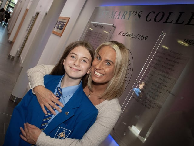 Year 8 student Hallie Saunders pictured with her mum.