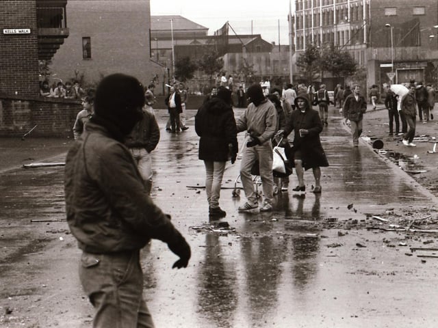 Scenes from the Bogside during rioting on August 12.