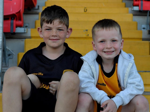 Young Derry City fans at the game against Shelbourne in the Ryan McBride Brandywell Stadium. Photo: George Sweeney. DER2321GS - 73