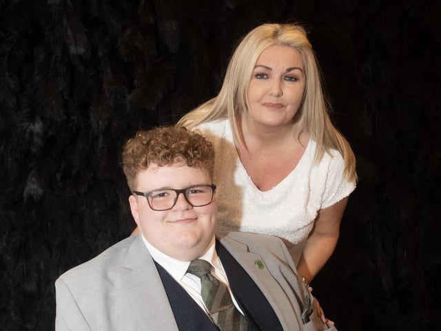 St. Joseph's Boys School Principal Ciara Deane, pictured with Tristan Doran at Friday's formal.