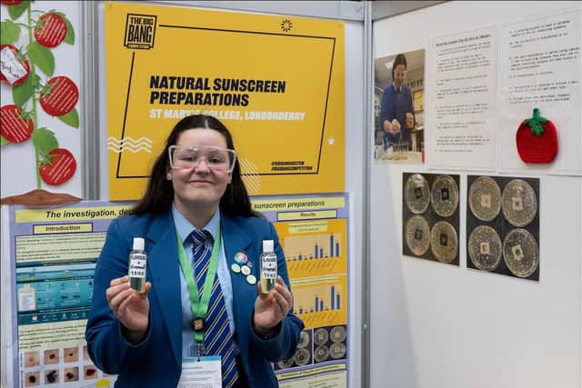 Kaycee Deery, a 15-year old student at St Mary’s College, has been crowned UK Young Scientist of the Year 2023 for her creation of environmentally friendly sunscreen, designed to avoid harmful chemicals found in commercial suncreams which damage the environment.