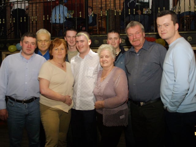 Delcan Breslin pictured with members of his family at his 18th birthday party in the Village Inn. (2503JM26):.