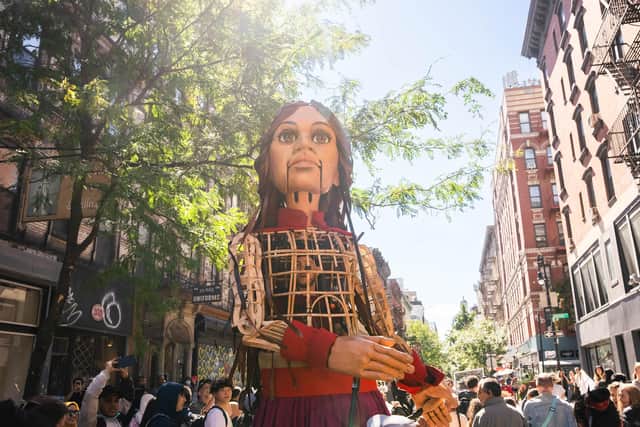 Little Amal in Brooklyn. Photo: The Walk Productions/Respective Collective
