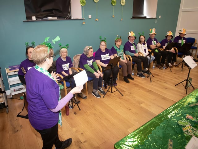 Sinead Devine, DEEDS Co-Ordinator, thanking everyone for taking part in the St. Patrick's Day concert at the Old Library Trust.