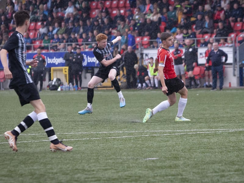 Action from Saturday’s u-14 Foyle Cup final between Ards and Derry City at the Brandywell, Derry. (Photos: Jim McCafferty Photography)