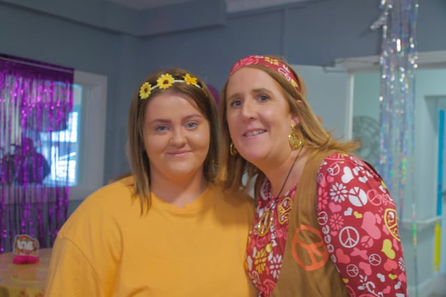 Care staff, Caitlin Kelly and Fainchie McGuire at the 1960s and 1970s themed party at the Oakleaves Care Centre.