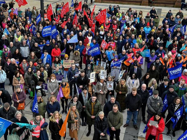 One of the many previous strikes over pay and conditions held in Derry over recent times. Photo: George Sweeney. DER2308GS  64