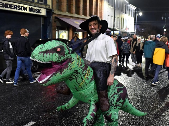 Revellers, performers and early contenders for the best Halloween costume converged on Derry’s city centre on Monday evening for the opening of the 2024 Halloween festivities. Photo: George Sweeney