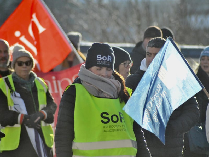 Striking public sector workers in Derry.