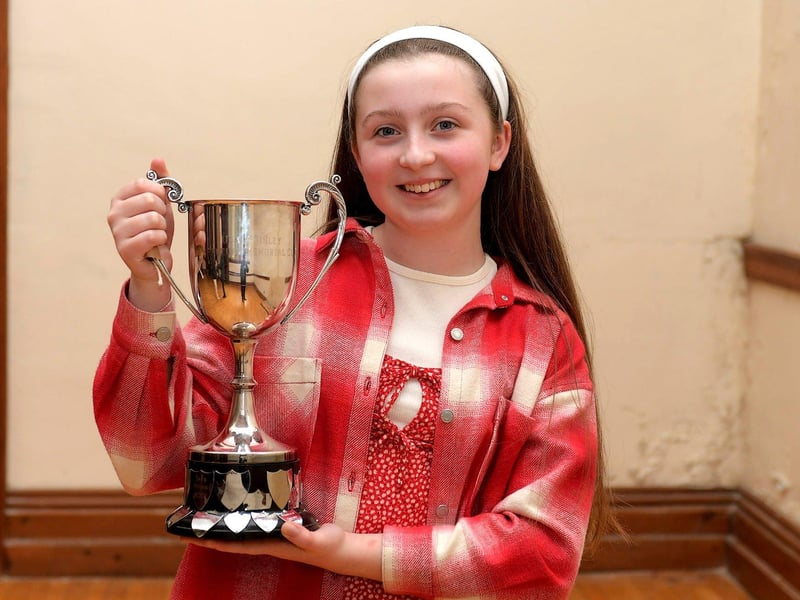 Twelve-year-old Eva Connolly won the Una McGinley Cup at the Feis Dhoire Cholmcille on Wednesday at St Columb’s Hall. Photo: George Sweeney.
