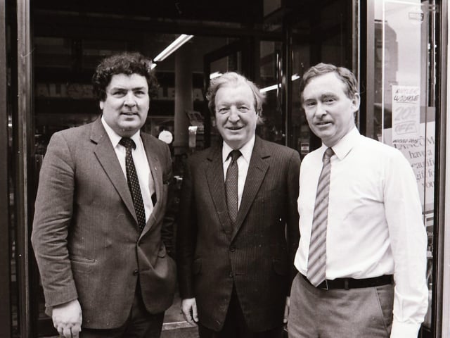 Former Taoiseach Charlie Haughey with John Hume on a visit to Derry and Ballyliffin and being filmed for a Channel 4 TV series.