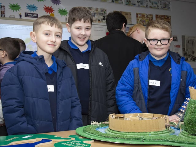 P7 pupils from St. Therese’s PS, Lenamore pictured at St. Joseph’s Boys' School on Friday.