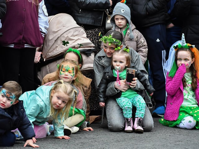 Revellers at the St Patrick’s Day parade, in Derry, on Monday afternoon. Photo: George Sweeney