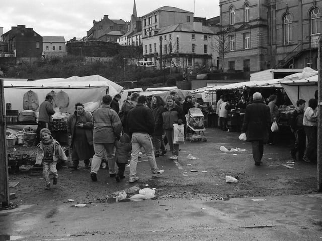 A busy Foyle Street market.