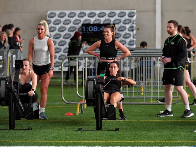 Competitors in the Maiden City Hyrox 3.0 Fitness Challenge held at Sean Dolans GAC on Saturday.  Photograph: George Sweeney