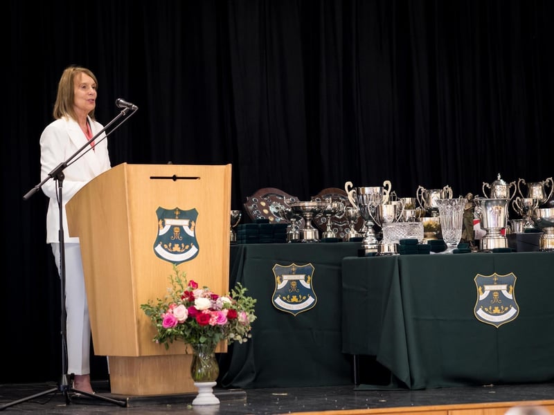Mrs Faustina Graham, Chief Inspector of the Education and Training Inspectorate addressing the audience at the Thornhill Year 14 Prize-giving