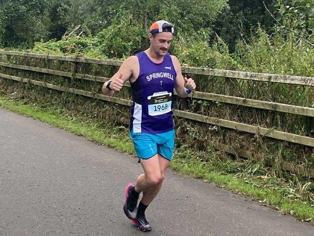 Peter Tees on his way to a half marathon PB at Waterside Half Marathon