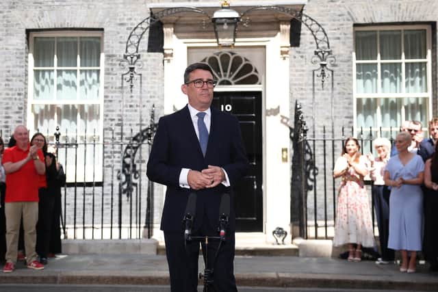 Andy Burnham delivers his inaugural speech as new Prime Minister. (Photo by Dan Kitwood/Getty Images)