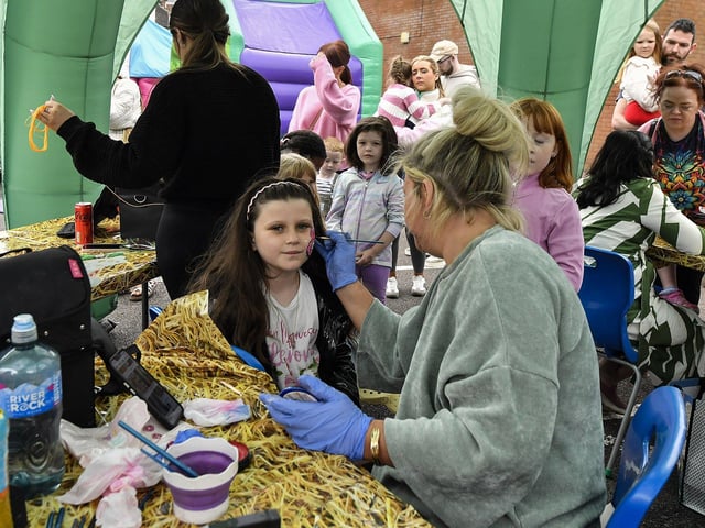 Face painting at the Gasyard Feile’s Big Bog BBQ held at Pilot’s Row Centre on Saturday afternoon. Photo: George Sweeney