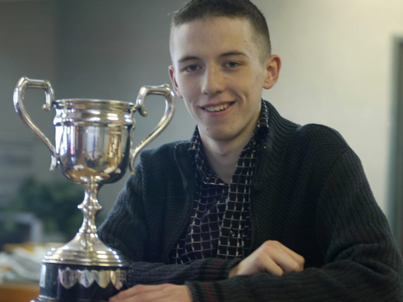 Barry Leonard, winner of the Springfield Water Cup for the open age ballad at Moville Feis. Barry is a pupil of the McCafferty School of Music. (1605JB26)