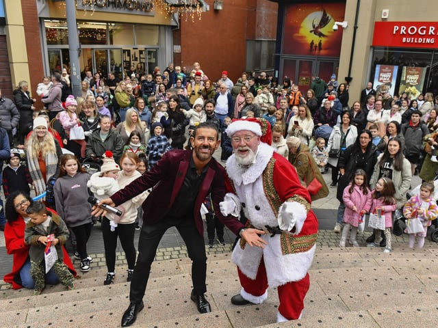 Mickey Doherty and Santa at the Richmond Shopping Centre on Sunday afternoon. Photo: George Sweeney