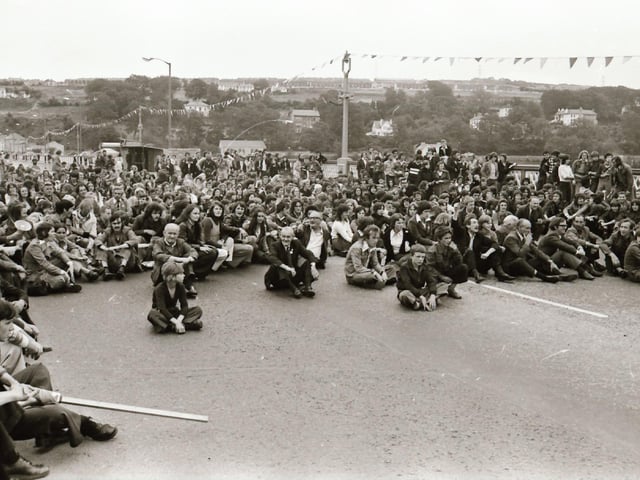 Pictured are people taking part in anti-internment demonstrations across Derry in August 1975 on the anniversary of the introduction of internment without trial in the north of Ireland four years earlier on August 9, 1971. Photos: Derry Journal.