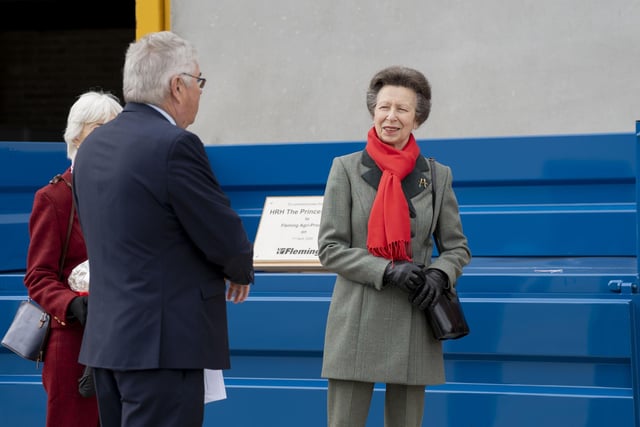 Princess Anne paid a flying visit to Fleming Agri Products in Derry on Thursday when she met staff and apprentices at the Newbuildings facility.