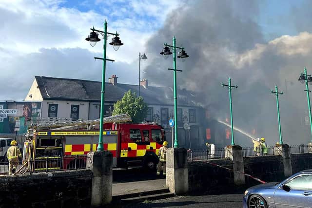 Firefighters battle a major blaze in Limavady Town Centre. Picture Chris Arthur/McAuley Multimedia
