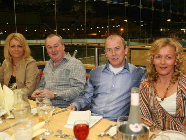Enjoying a night out at the Lifford Stadium in March 2005.