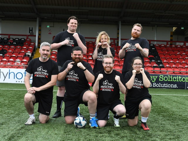 The Springtown Boxing team took part in the Foyle Pride Football v Homophobia soccer competition held in Brandywell Stadium. Photo: George Sweeney