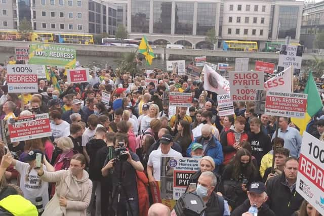 Mica homeowners at a demonstration in Dublin.