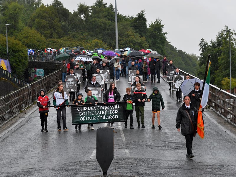 The National Hunger Strike Commemoration makes its way down the flyover. Photo: George Sweeney