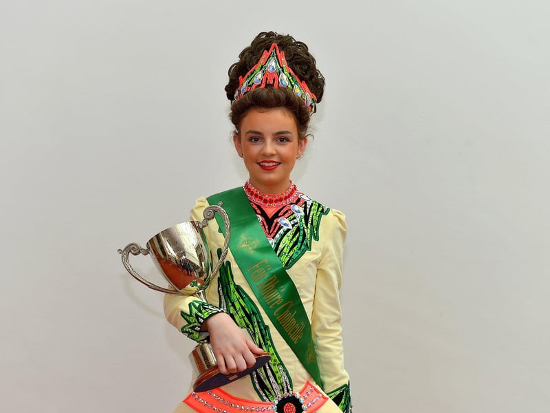 Sophie Gillespie, Cathy Hegarty School of Dancing Buncrana, won the Pat Henderson Cup in Under 15 Championship Irish Dancing at the Feis Dhoire Cholmcille on Friday at the Millennium Forum. Photo: George Sweeney. DER2315GS – 204