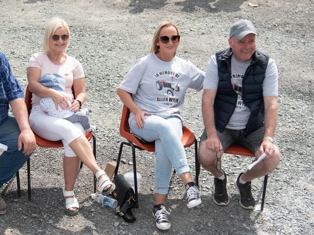 Sandra Wylie, Jake Doherty, Amanda Wylie and Ciaran Larkin at the Allen Wylie Memorial Tractor Run from Letterkenny to Newtoncunningham on Saturday last  held to raise funds for the Good & New Cancer Bus.    Photo Clive Wasson