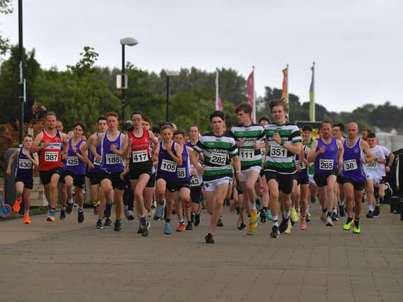The 2023 Aodhán's 5k race, run, walk - run in memory of Aodhán O'Donnell - gets underway from Sainsburys on Thursday evening last. Photo: George Sweeney. DER2326GS – 52