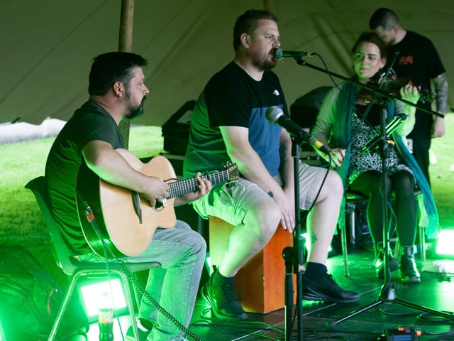 Ramon and Jacqueline plus 1 entertaining the crowd at Monday evening's Feile 23 Big Family Night Out at Inveroe Park, Creggan.