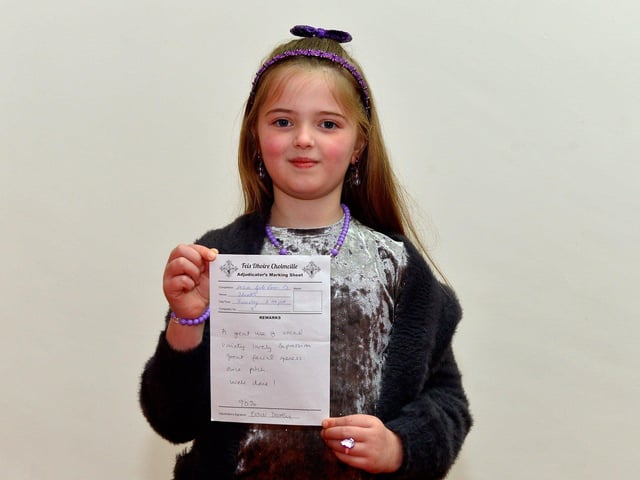Lottie Newman was Highly Commended in P3 Girls Verse at the Feis Dhoire Cholmcille on Tuesday at the Millennium Forum. Photo: George Sweeney. DER2315GS – 144