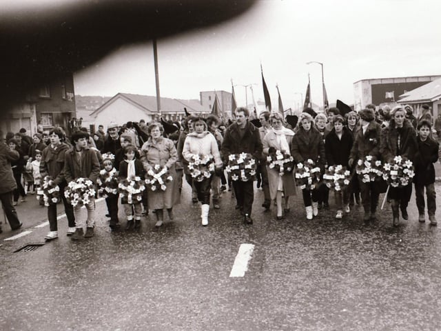 Bloody Sunday 14th anniversary commemorations in Derry in January 1986.