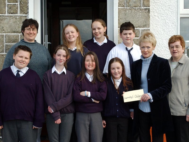 Local schoolchildren who fundraised for the children of Chernobyl.
