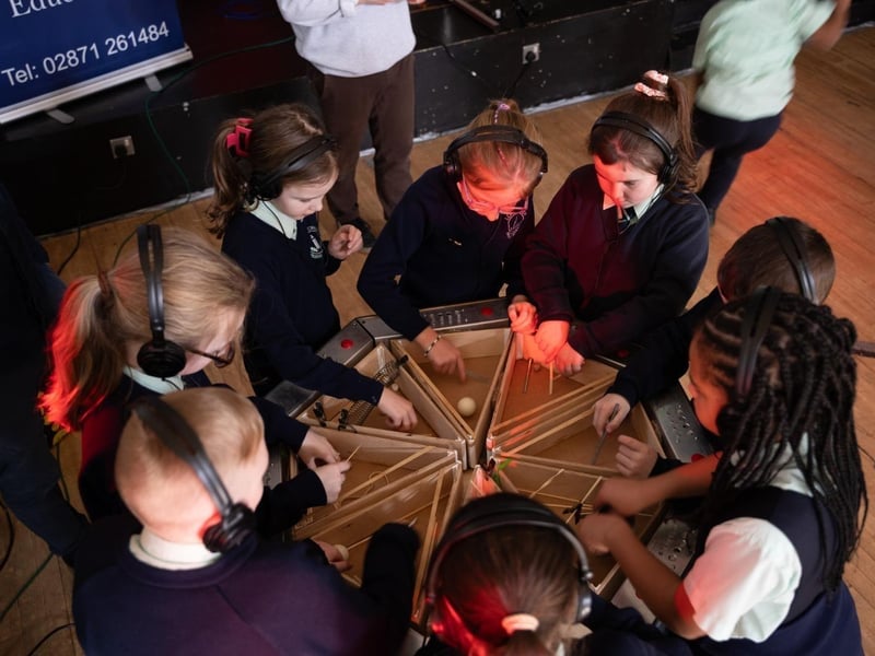 Students from St Eugene's PS, Nazareth House PS, Gaelscoil Éadain Mhóir and Long Tower PS took part in four high-energy creative sessions held in schools and community centres, giving many their first experience of cutting-edge music and digital technology.